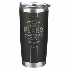 Mug: Stainless Steel-For I Know The Plan Black SMUG300