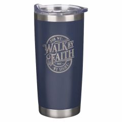 Mug: Stainless Steel-Walk By Faith Navy SMUG288