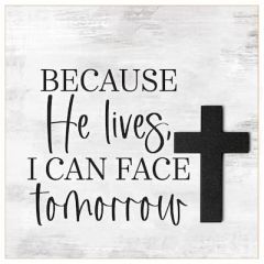 Plaque Layered Grace-Because He Lives w/Cross 3262