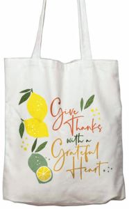 Tote Bag Canvas-Give Thanks with Grateful Heart