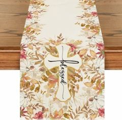 Tablerunner Flax Linen-3 Blessed BrownFloral 183cm