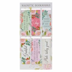Magnetic Bookmark Set of 6-Grateful Heart Pink Floral MGB126