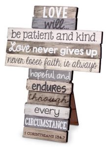 Cross TableTop-Stacked Wood Love Will 11279