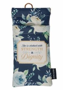 Eyeglass Case FauxLeather-Strength Dignity Indigo Rose EGC001