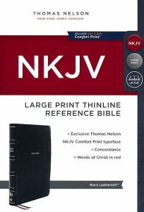 NKJV Thinline Reference Large Print LeatherSoft-Black
