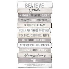 Plaque-Stacked Wood, Believe God II Medium, 45039