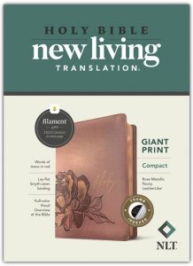 NLT Compact Giant Print  LeatherLike-Rose Metallic Peony Indexed  