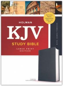 KJV Study Bible Large Print-Charcoal Cloth Over Board