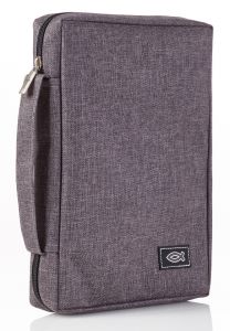 Bible Cover-Canvas,FishApplique, Small,Grey BBS615