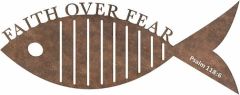 Wall Hanging-Metal Fish Faith Over Fear WPLQM-21