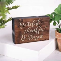 Block Sign-Grateful Thankful Blessed WSS0175
