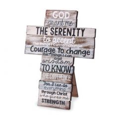 Cross TableTop-Stacked Wood Serenity Prayer Small 11426