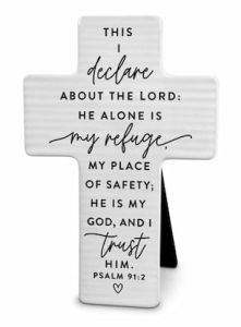 Cross-Textured Ceramic: He Alone Is My Refuge 11454