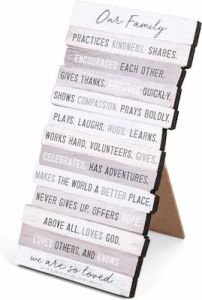 Plaque-Stacked Wood, Our Family Practices Kindness Small 45035