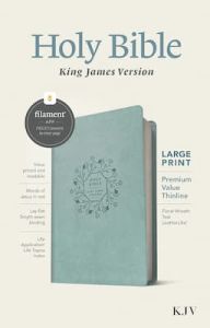 KJV Premium Large Print Value Thinline Bible, Floral Wreath Teal