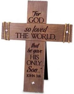 Cross CastStone: Rugged Large, For God So Loved The World 11448