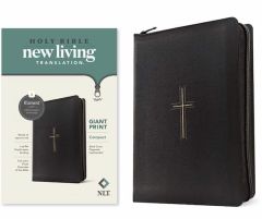 NLT Compact Giant Print LeatherLIke-Zipper Black Cross 