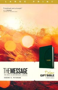 Message Deluxe Gift Bible Large Print LeatherLook-Green