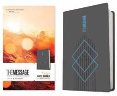 Message Deluxe Gift Bible LeatherLook-Charcoal Blue Diamond