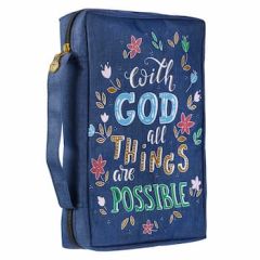 Bible Cover-Canvas With God NavyFloral Medium BBM697