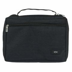 Bible Cover-Canvas Fish Ichthus Black Extra Large BBXL783