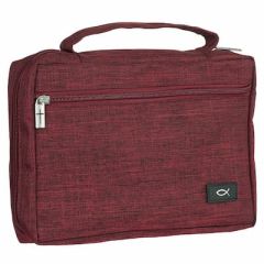 Bible Cover-Canvas Fish Ichthus Cranberry Red Extra large