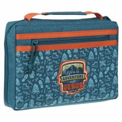 Bible Cover-Polyester Adventure with Jesus Teal Orange Medium BBM882