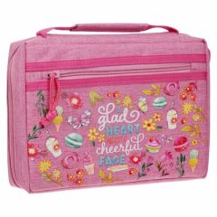 Bible Cover-Polyester Glad Heart Cheerful Face Pink Medium BBM883
