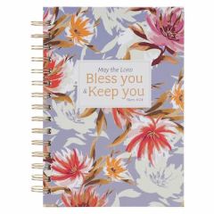 Journal: Wirebound-Bless You and Keep You Blue Floral JLW300