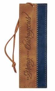 Bookmark FauxLeather-Strong Courageous Tan Navy BMF173