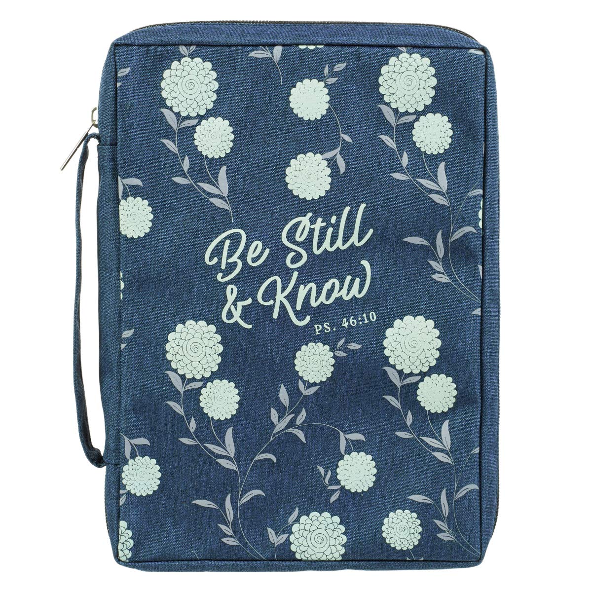 Bible Cover-Canvas Be Still and Know Navy Large BBL661