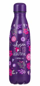 Water Bottle: Stainless Steel-Chosen Loved Beautiful Purple FLS109