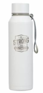 Water Bottle: Stainless Steel-Strong and Courageous White FLS126