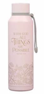 Water Bottle: Stainless Steel-Things Are Possible Pink FLS142