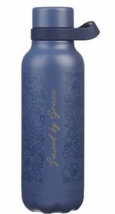 Water Bottle: Stainless Steel-Saved by Grace Blue Floral FLS147