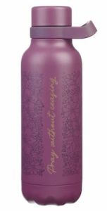Water Bottle: Stainless Steel-Pray Without Ceasing Plum Floral FLS149