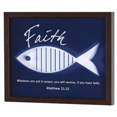 Framed Wall Art-Navy White Faith Fish Blue FRMWDWAL-1411-28
