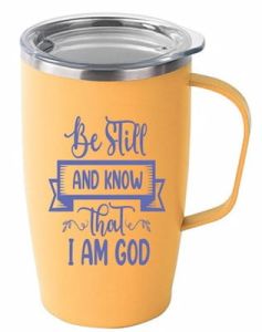 Tumbler Mug with Handle-Be Stil & Know LightOrange