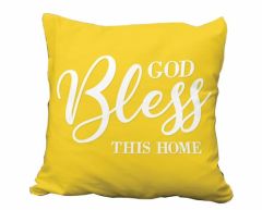 Cushion Cover 3D-God Bless this Home Yellow