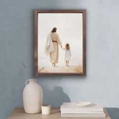 Framed Linen Art Watercolors Collection - Jesus Walking VFR0745