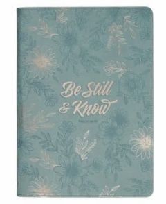 Journal: FauxLeather Zipper Closure-Be Still & Know Teal Floral JL995