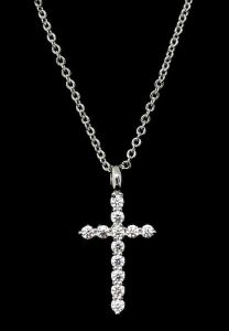 Brilliance Eternity Necklace: Cross, WHITE Gold