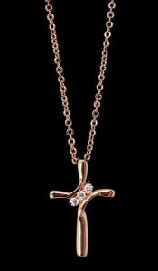 Brilliance Trinity Necklace: Cross, ROSE Gold