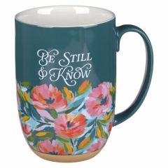 Mug: Ceramic-Be Still Teal Watercolor Floral MUG1119