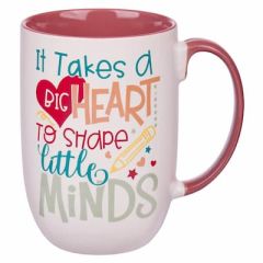 Mug: Ceramic-Big Heart White and Pink MUG1143