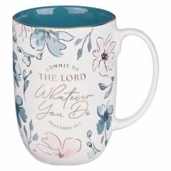 Mug: Ceramic-Whatever You Do Teal Floral MUG1239
