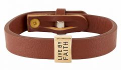 Bracelet FauxLeather-Live By Faith, Brown, N1410
