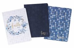 Notebook Set of 3-Faith Love Grace BlueFloral Tile NBS086