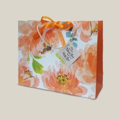 Gift Bag-Orange Floral Large Landscape (031514)