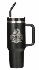 Tumbler with Reusable Straw-Be Strong in the Lord Black SMUG283